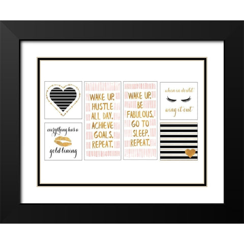 Golden Glam Collection Black Modern Wood Framed Art Print with Double Matting by SD Graphics Studio