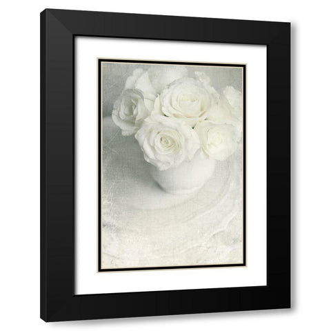 All White Bouquet Black Modern Wood Framed Art Print with Double Matting by Gardner, Sarah