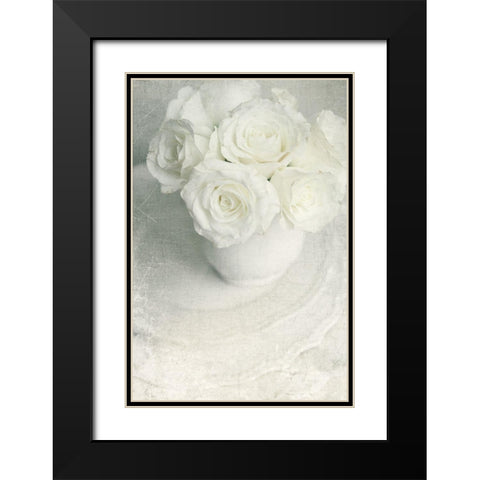 All White Bouquet Black Modern Wood Framed Art Print with Double Matting by Gardner, Sarah