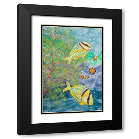 Aquamarina I Black Modern Wood Framed Art Print with Double Matting by Baliko, Linda