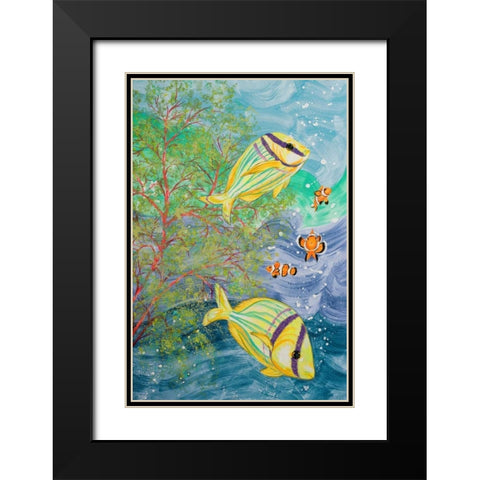 Aquamarina I Black Modern Wood Framed Art Print with Double Matting by Baliko, Linda