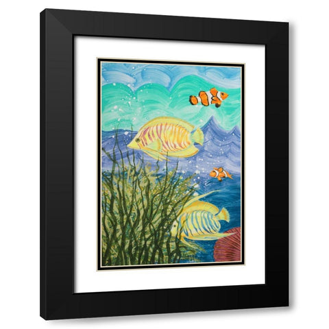 Aquamarina II Black Modern Wood Framed Art Print with Double Matting by Baliko, Linda