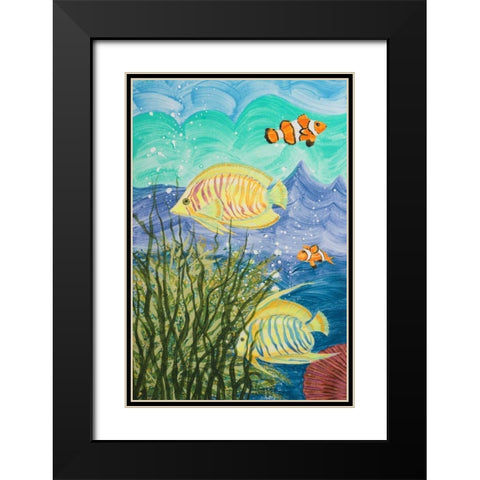 Aquamarina II Black Modern Wood Framed Art Print with Double Matting by Baliko, Linda