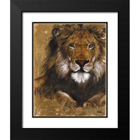 Gold Lion Black Modern Wood Framed Art Print with Double Matting by Pinto, Patricia