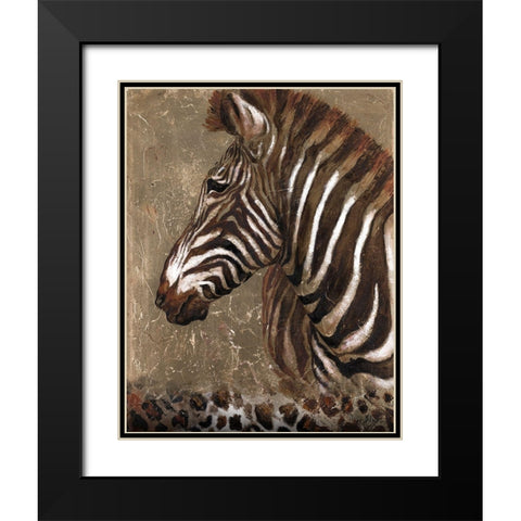Brown Zebra Black Modern Wood Framed Art Print with Double Matting by Pinto, Patricia