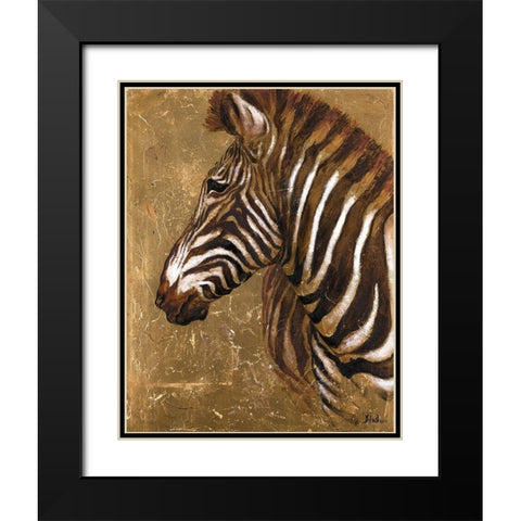 Gold Zebra Black Modern Wood Framed Art Print with Double Matting by Pinto, Patricia