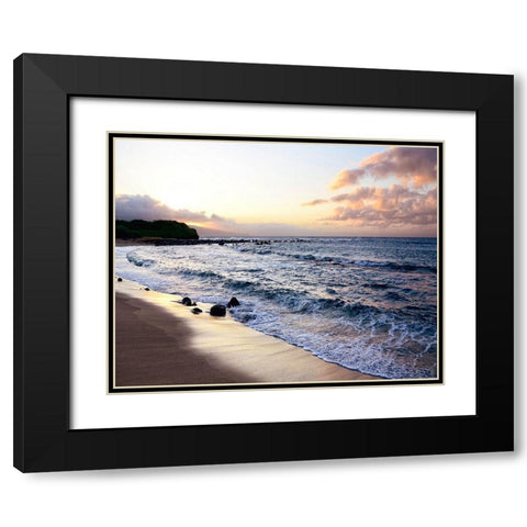 Sunset Beach Black Modern Wood Framed Art Print with Double Matting by Nawrocke, Bruce