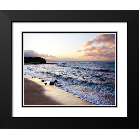 Sunset Beach Black Modern Wood Framed Art Print with Double Matting by Nawrocke, Bruce