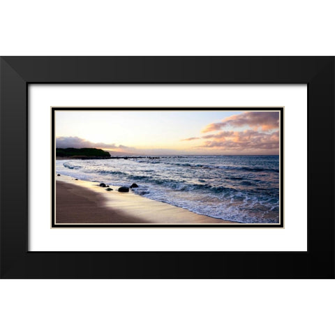 Sunset Beach Black Modern Wood Framed Art Print with Double Matting by Nawrocke, Bruce