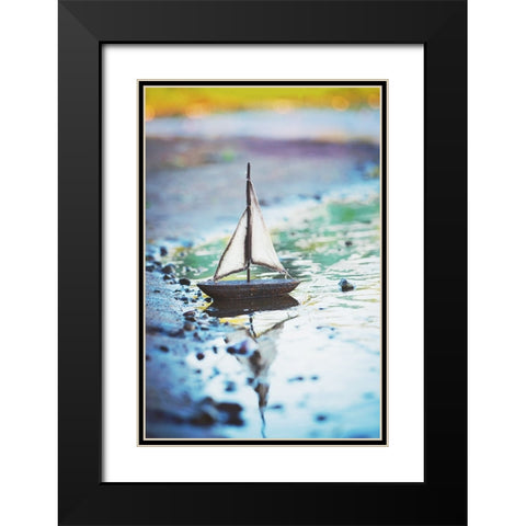 Shores Away Black Modern Wood Framed Art Print with Double Matting by Poynter, Kelly