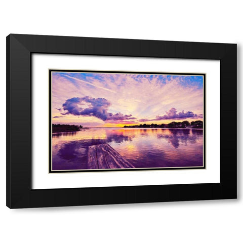 Sunset Dock Black Modern Wood Framed Art Print with Double Matting by Bill Carson Photography