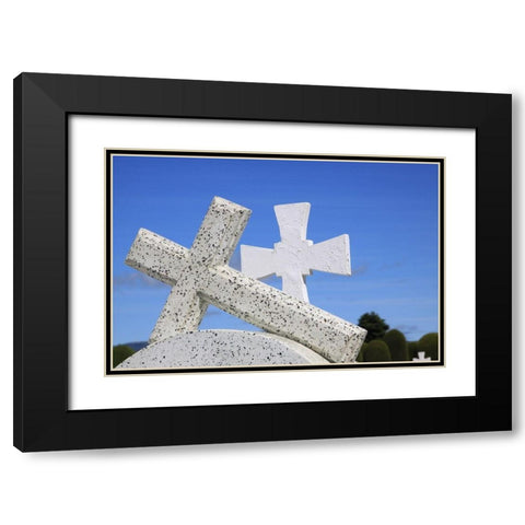 Crosses By The Sea Black Modern Wood Framed Art Print with Double Matting by Coppel, Anna