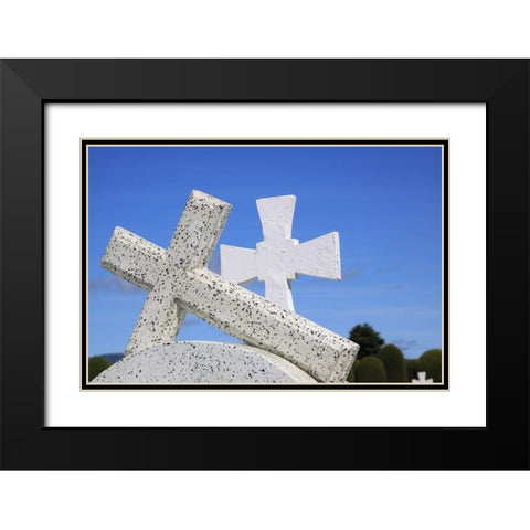 Crosses By The Sea Black Modern Wood Framed Art Print with Double Matting by Coppel, Anna