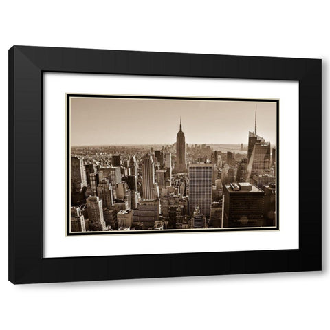 New York Sepia View Black Modern Wood Framed Art Print with Double Matting by Bill Carson Photography
