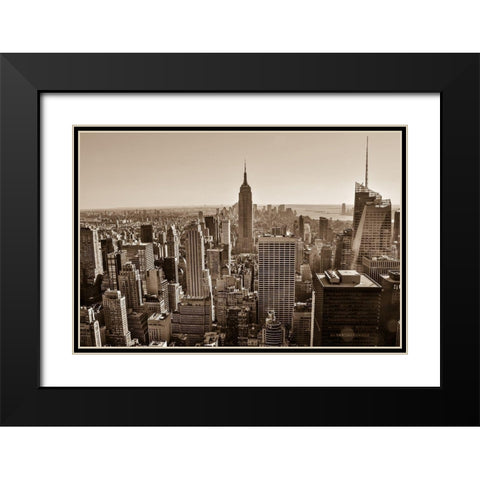 New York Sepia View Black Modern Wood Framed Art Print with Double Matting by Bill Carson Photography