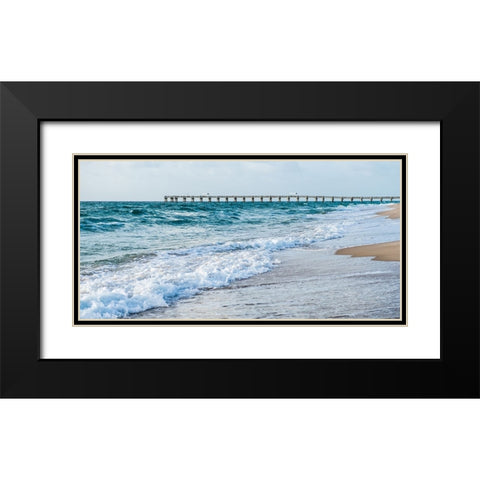 Along the Pier Black Modern Wood Framed Art Print with Double Matting by Bill Carson Photography