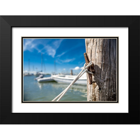 Secure Mooring Black Modern Wood Framed Art Print with Double Matting by Bill Carson Photography