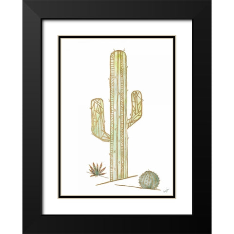 Origami Cactus Black Modern Wood Framed Art Print with Double Matting by James, Nola