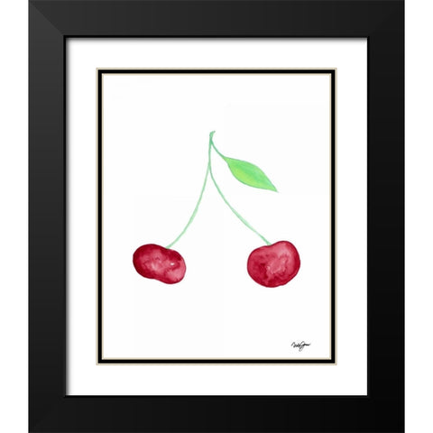Two Cherries II Black Modern Wood Framed Art Print with Double Matting by James, Nola