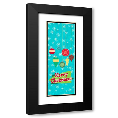 Merry Christmas Ornaments Black Modern Wood Framed Art Print with Double Matting by Metz, Andi