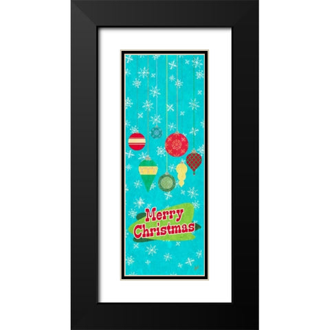 Merry Christmas Ornaments Black Modern Wood Framed Art Print with Double Matting by Metz, Andi