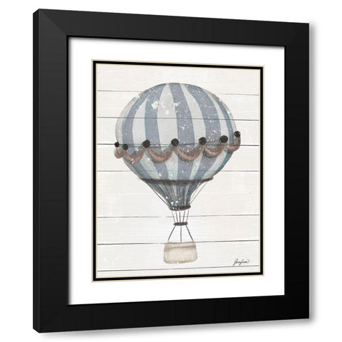 Hot Air Balloon Adventure Black Modern Wood Framed Art Print with Double Matting by Josefina