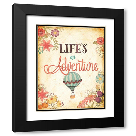 Enjoy Lifes Adventures I Black Modern Wood Framed Art Print with Double Matting by Josefina