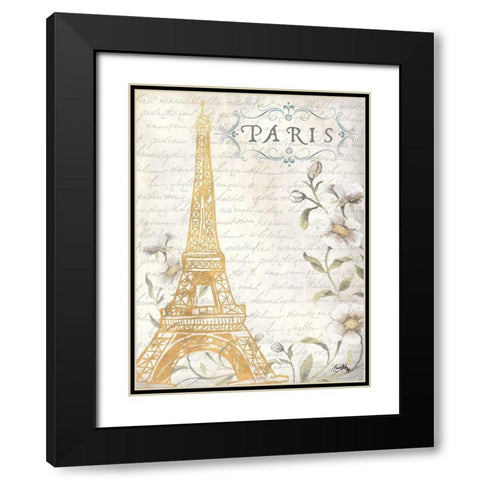 Golden Paris I Black Modern Wood Framed Art Print with Double Matting by Medley, Elizabeth