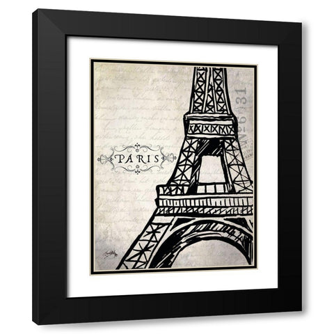 Paris Eiffel Black Modern Wood Framed Art Print with Double Matting by Medley, Elizabeth