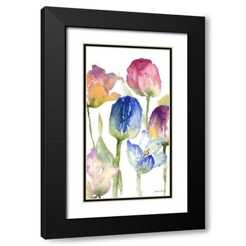 Wild Tulips Black Modern Wood Framed Art Print with Double Matting by Loreth, Lanie