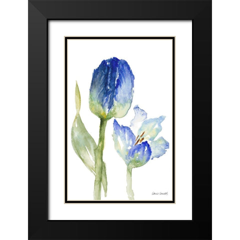 Teal and Lavender Tulips I Black Modern Wood Framed Art Print with Double Matting by Loreth, Lanie