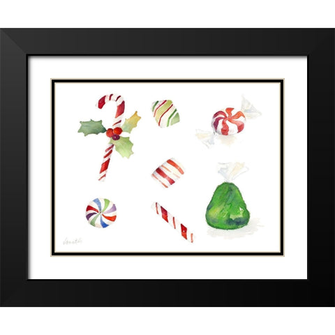 Christmas Candies Black Modern Wood Framed Art Print with Double Matting by Loreth, Lanie