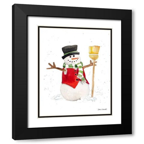 Watercolor Snowman I Black Modern Wood Framed Art Print with Double Matting by Loreth, Lanie