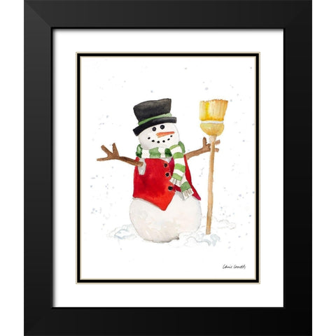 Watercolor Snowman I Black Modern Wood Framed Art Print with Double Matting by Loreth, Lanie