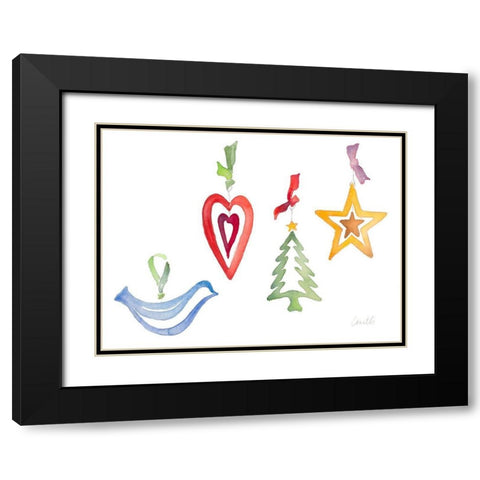 Modern Christmas Ornaments Black Modern Wood Framed Art Print with Double Matting by Loreth, Lanie