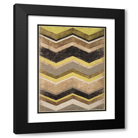 Olive Zig Zag Black Modern Wood Framed Art Print with Double Matting by Marcon, Michael