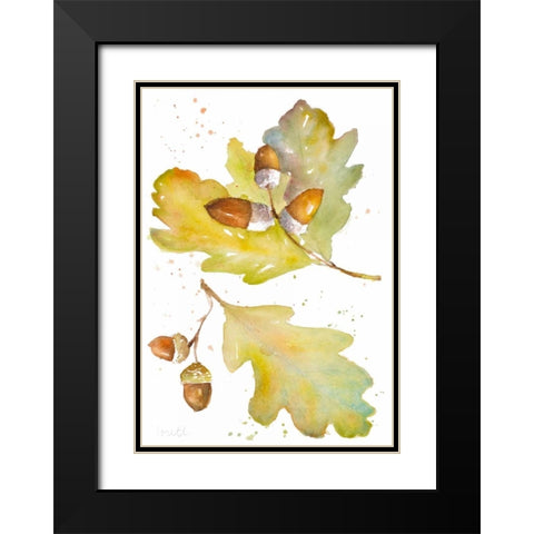 Acorns and Oak Leaves II Black Modern Wood Framed Art Print with Double Matting by Loreth, Lanie