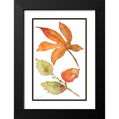 Rustic Autumn Leaves I Black Modern Wood Framed Art Print with Double Matting by Loreth, Lanie