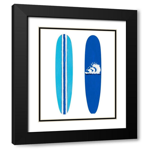 Blue Surf Boards Black Modern Wood Framed Art Print with Double Matting by DeRice, Julie
