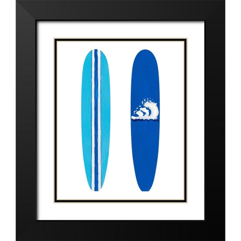 Blue Surf Boards Black Modern Wood Framed Art Print with Double Matting by DeRice, Julie