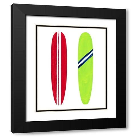 Red and Green Surf Boards Black Modern Wood Framed Art Print with Double Matting by DeRice, Julie