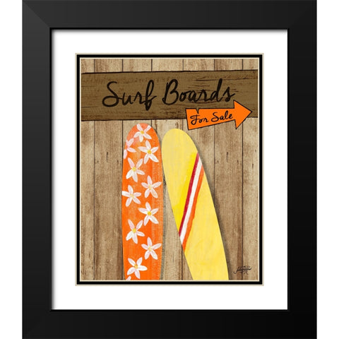 Surf Boards For Sale Black Modern Wood Framed Art Print with Double Matting by DeRice, Julie