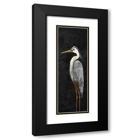 Heron on Black I Black Modern Wood Framed Art Print with Double Matting by DeRice, Julie