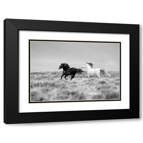 Black And White Mates Black Modern Wood Framed Art Print with Double Matting by Walker, Carol