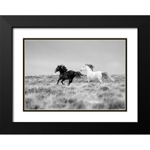 Black And White Mates Black Modern Wood Framed Art Print with Double Matting by Walker, Carol