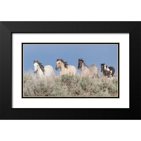 Running To The Waterhole Black Modern Wood Framed Art Print with Double Matting by Walker, Carol