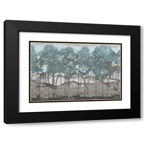 Muted Watercolor Forest Black Modern Wood Framed Art Print with Double Matting by Medley, Elizabeth