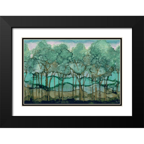 Green Tree Grove Black Modern Wood Framed Art Print with Double Matting by Medley, Elizabeth