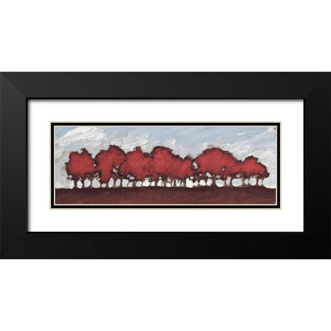 Tree Row Sunset In Red Black Modern Wood Framed Art Print with Double Matting by Meneely, Dan