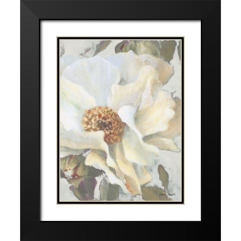White Peony and Buds Black Modern Wood Framed Art Print with Double Matting by Loreth, Lanie